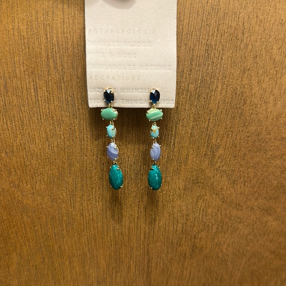 NWT Anthropologie Blue/Green Gem Drop Earrings! - Picture 3 of 4